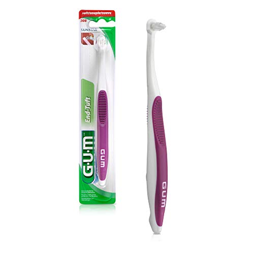 GUM - 10070942003084 End-Tuft Toothbrush for Hard-to-Reach Areas, Soft Bristl...