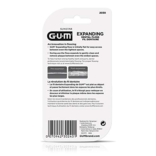 GUM - 10070942302408 Expanding Dental Floss, 43.3 Yards (Pack of 6)
