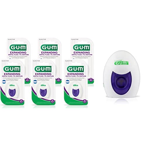 GUM - 10070942302408 Expanding Dental Floss, 43.3 Yards (Pack of 6)