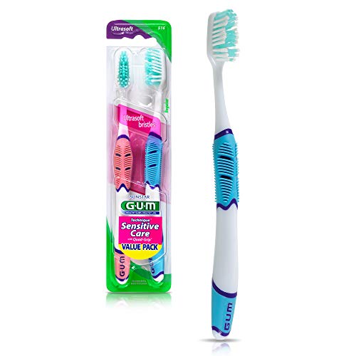 GUM - 516VP Technique Sensitive Care Toothbrush with Quad-Grip Handle, Full U...