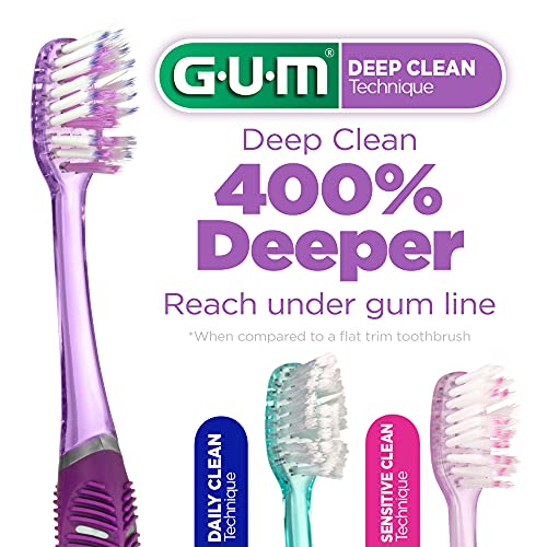 GUM - 525E Technique Deep Clean Toothbrush with Quad-Grip Handle, Compact Hea...
