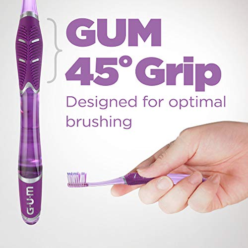 GUM - 525E Technique Deep Clean Toothbrush with Quad-Grip Handle, Compact Hea...
