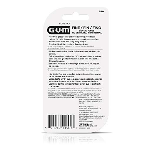 GUM - 540RYC6 Fine Unwaxed Dental Floss, Unflavored, 200 Yards (Pack of 6)