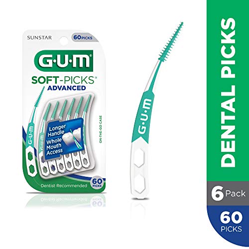 GUM - 6504R6 Soft-Picks Advanced Dental Picks, 60 Count (Pack of 6)