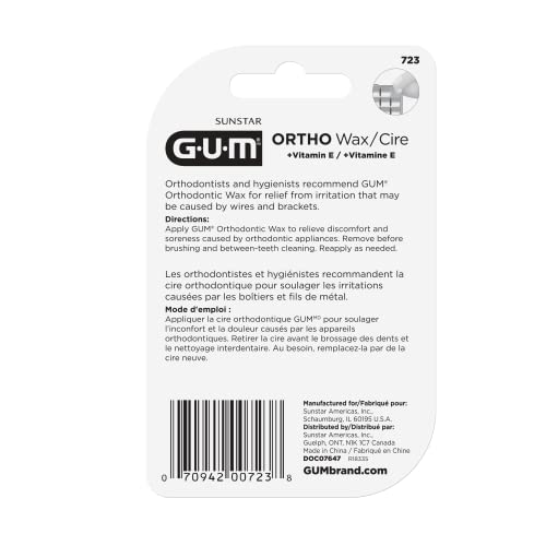 GUM - 723RQC Orthodontic Wax with Vitamin E and Aloe Vera, For Braces, Wires ...