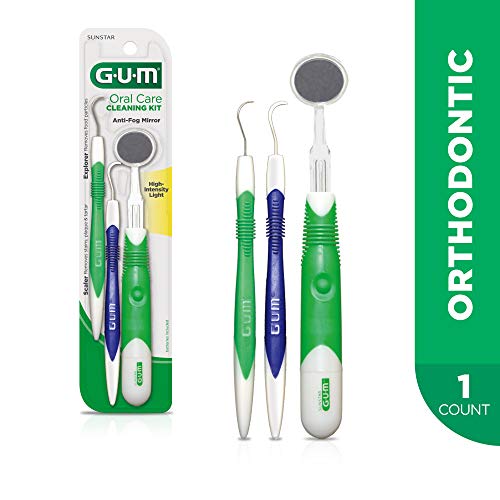 GUM - 832RB Oral Care Cleaning Kit - Lighted Mirror, Explorer Pick, and Scaler