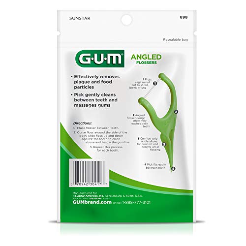GUM - 898R4 Angled Flossers, Fresh Mint, 75 Count (Pack of 4)