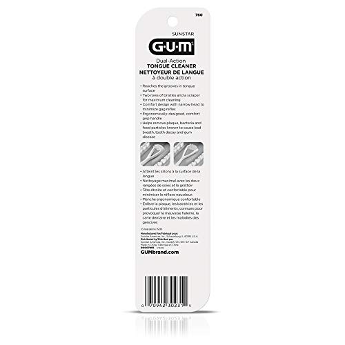 GUM Dual-Action Tongue Cleaner - Colors May Vary 1 Each (Pack of 2)