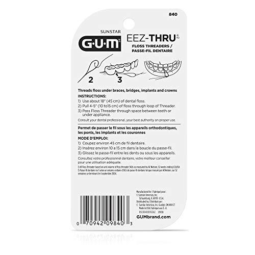 GUM EEZ-Thru Floss Threaders, 25 Count (Pack of 6)