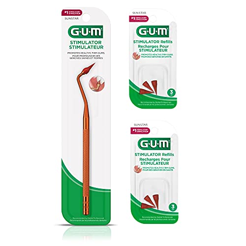 GUM Stimulator with 6 Convenient Refills Rubber Tip Replacements