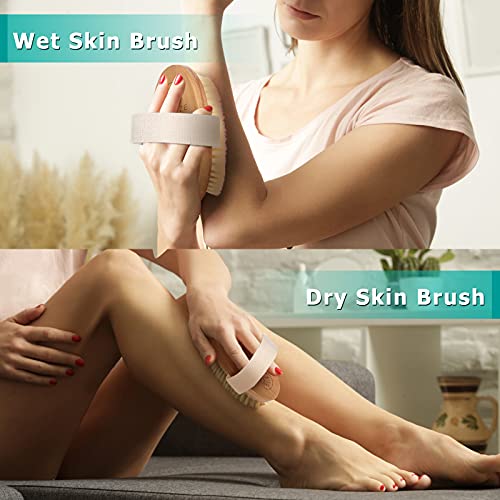 Gunoze Shower Brush Set, Dual-Sided Long Handle Back Scrubber with Soft and S...