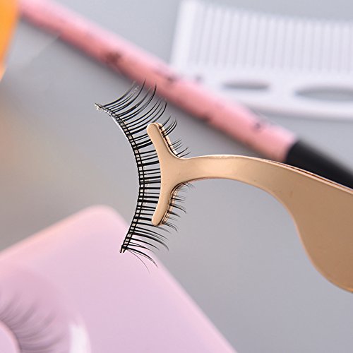 guohanfsh False Eyelash Tweezers Fake Eye Lashes Applicator Extension Curler ...