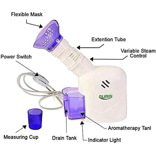 Gurin Personal Steam Inhaler Vaporizer with Aromatherapy Steamer Diffuser, White