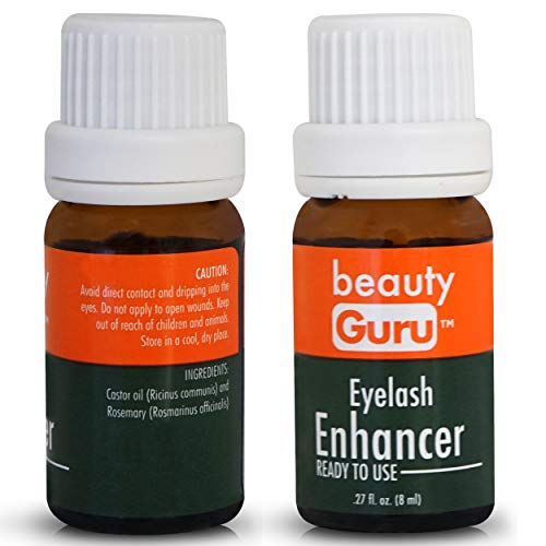 Beauty Guru Castor Oil Eyelash Serum - With Easy Brush Applicator, Vitamin E ...