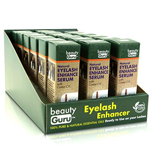 Beauty Guru Castor Oil Eyelash Serum - With Easy Brush Applicator, Vitamin E ...