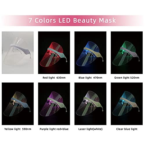 LED Beauty Mask LED Light Facial Mask 7 Colors Light Therapy Facial Photon Be...