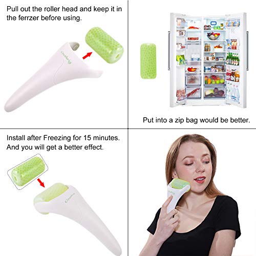 Jade Face Gua Sha Roller – Ice Facial & Eye Massage Stone for Women Natural C...