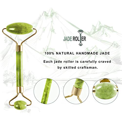Jade Face Gua Sha Roller – Ice Facial & Eye Massage Stone for Women Natural C...