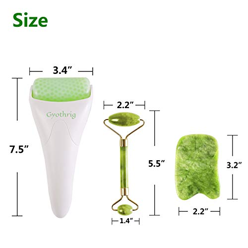 Jade Face Gua Sha Roller – Ice Facial & Eye Massage Stone for Women Natural C...