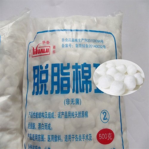 Cotton Balls, Non-Sterile, 1666/Bag 500g/bag 0.3g/Count by Junyue