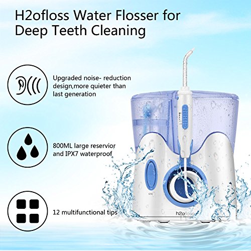 H2ofloss® Dental Water Flosser for Teeth Cleaning with 12 Multifunctional Tip...