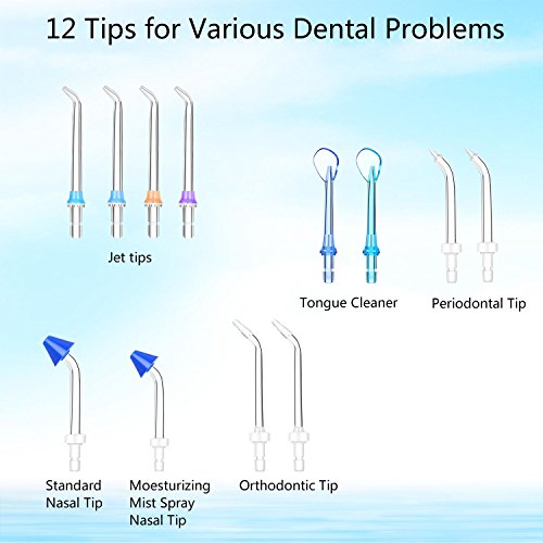 H2ofloss® Dental Water Flosser for Teeth Cleaning with 12 Multifunctional Tip...