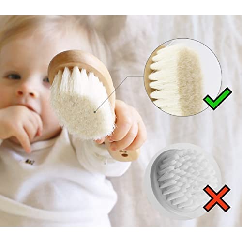 haakaa Baby Hair Brush and Comb Set - Baby Brush with Soft Wool Bristles for ...