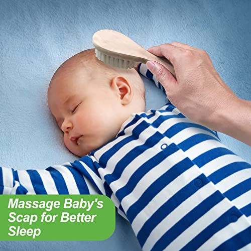 haakaa Baby Hair Brush and Comb Set - Baby Brush with Soft Wool Bristles for ...