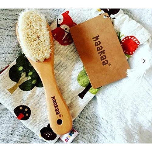 haakaa Baby Hair Brush and Comb Set - Baby Brush with Soft Wool Bristles for ...