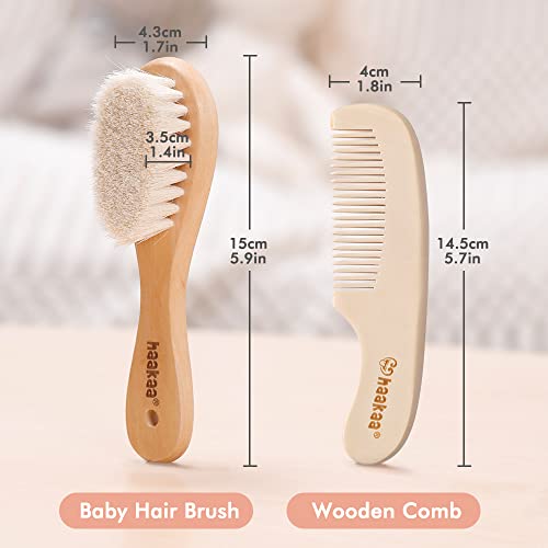 haakaa Baby Hair Brush and Comb Set for Newborns & Toddlers - Natural Soft Go...