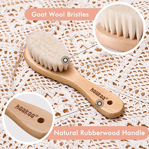 haakaa Baby Hair Brush and Comb Set for Newborns & Toddlers - Natural Soft Go...