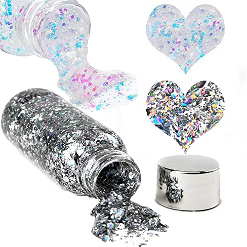 2 Color Body Glitter Gel Mermaid Scale Sequins Skin Long Lasting Sparkling Cr...