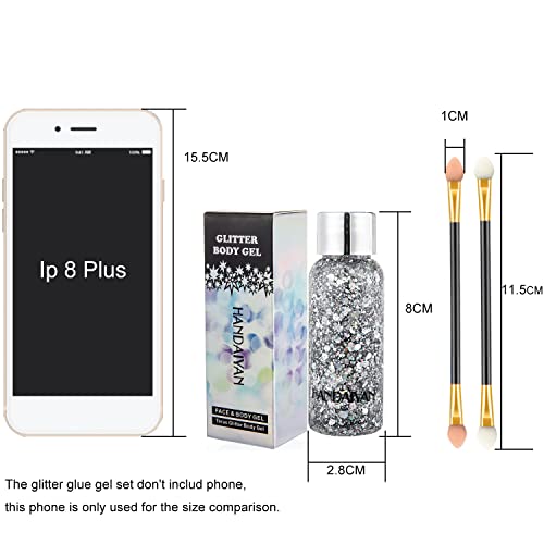 2 Color Body Glitter Gel Mermaid Scale Sequins Skin Long Lasting Sparkling Cr...