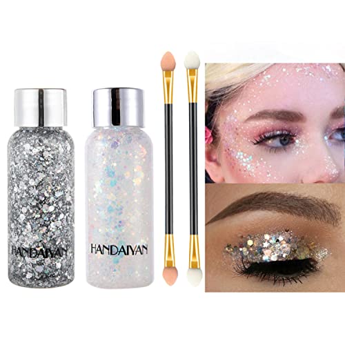 2 Color Body Glitter Gel Mermaid Scale Sequins Skin Long Lasting Sparkling Cr...