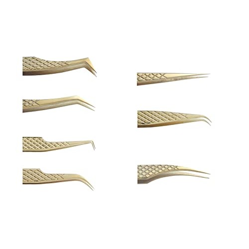 HADIZ Eyelash Extension Tweezers, Curved Tip Stainless Steel Volume Lash Twee...