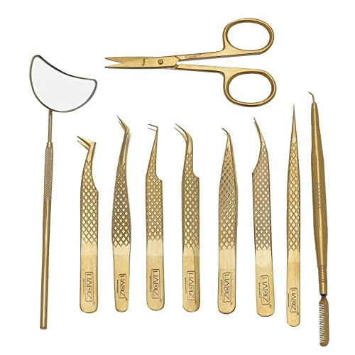 HADIZ Eyelash Extension Tweezers, Curved Tip Stainless Steel Volume Lash Twee...