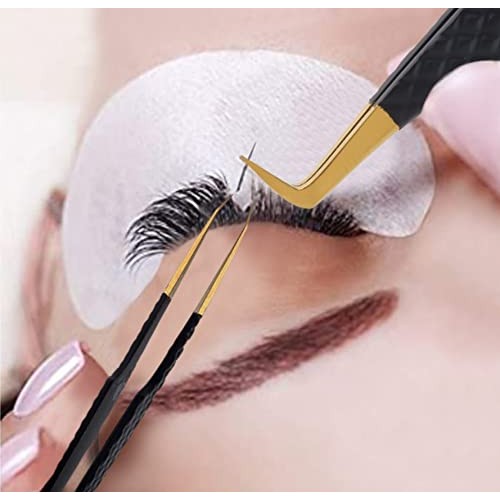 HADIZ Set of 4 Diamond Grip Eyelash Extensions Tweezers Japanese Stainless St...