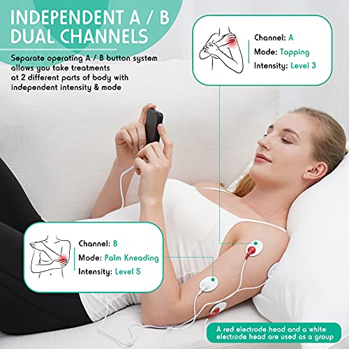HaelMed Dual Channel TENS Unit Muscle Stimulator, Device Touchscreen with 32 ...