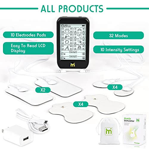 HaelMed Dual Channel TENS Unit Muscle Stimulator, Device Touchscreen with 32 ...