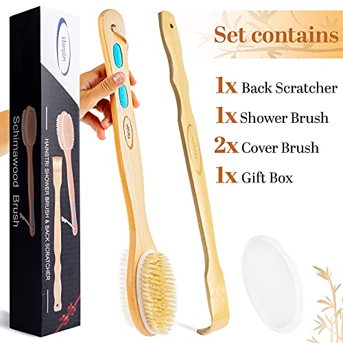 Bamboo Back Scratcher and Shower Brush - Extra Long Wooden Itch Relief Tool -...