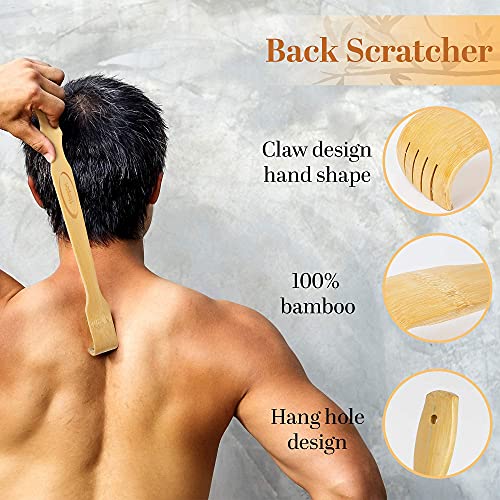 Bamboo Back Scratcher and Shower Brush - Extra Long Wooden Itch Relief Tool -...