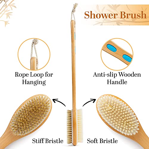 Bamboo Back Scratcher and Shower Brush - Extra Long Wooden Itch Relief Tool -...
