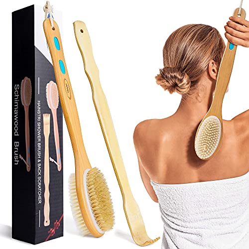 Bamboo Back Scratcher and Shower Brush - Extra Long Wooden Itch Relief Tool -...