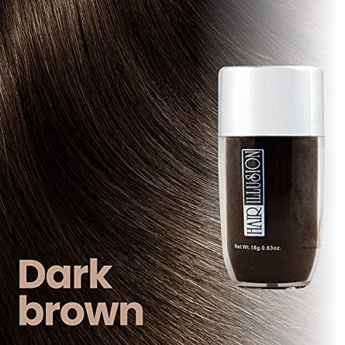 Hair Illusion Dark Brown Real Hair Fibers for Thinning Hair - 100% Natural Te...