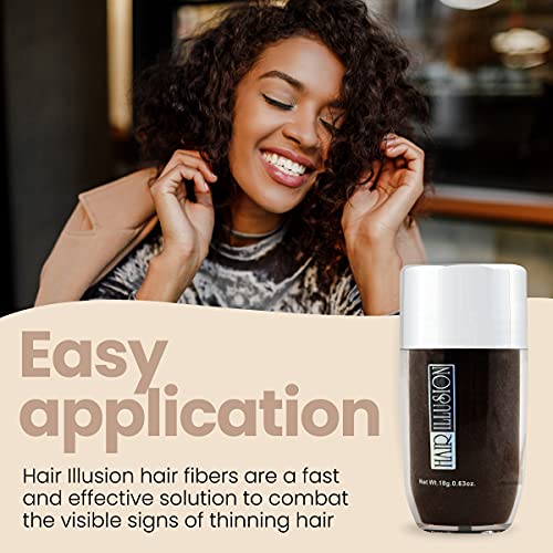 Hair Illusion Dark Brown Real Hair Fibers for Thinning Hair - 100% Natural Te...