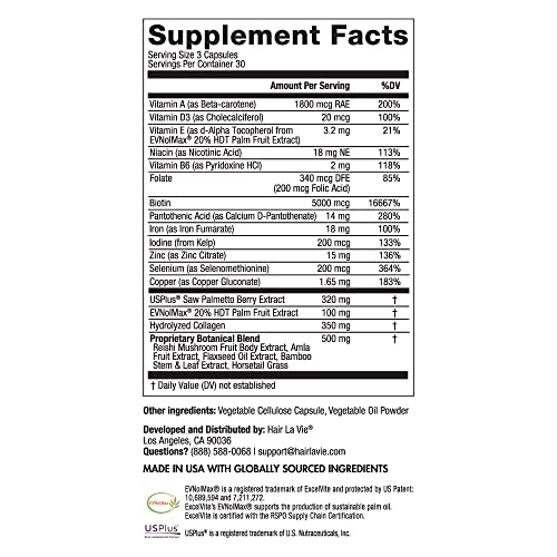 Hair La Vie Clinical Formula Hair Vitamins with Biotin and Saw Palmetto - Hea...