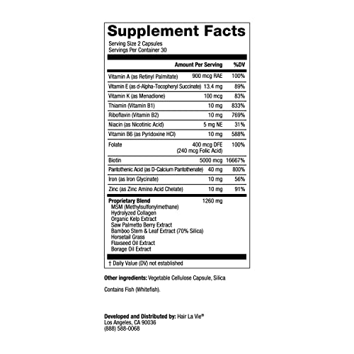 Hair La Vie Revitalizing Blend Hair Vitamins with Biotin, Collagen and Saw Pa...