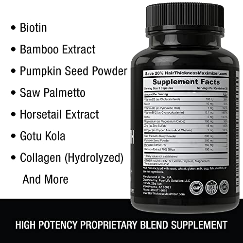 Natural Hair Growth Vitamins by Hair Thickness Maximizer - Hair Regrowth Vita...