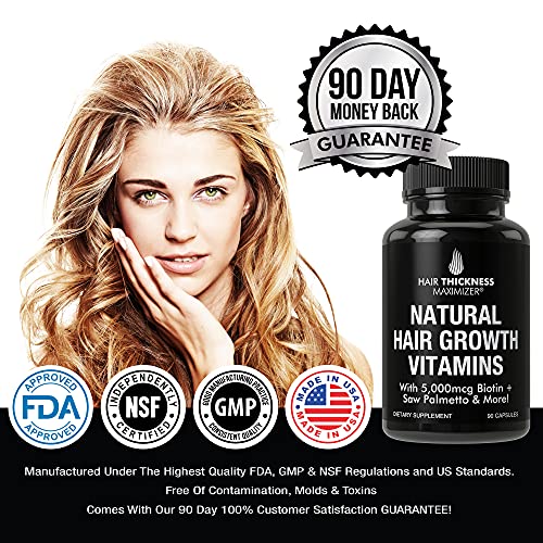 Natural Hair Growth Vitamins by Hair Thickness Maximizer - Hair Regrowth Vita...