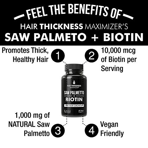 Saw Palmetto + Biotin Advanced 2-in-1 Combo for Hair Growth. Vegan Capsules S...